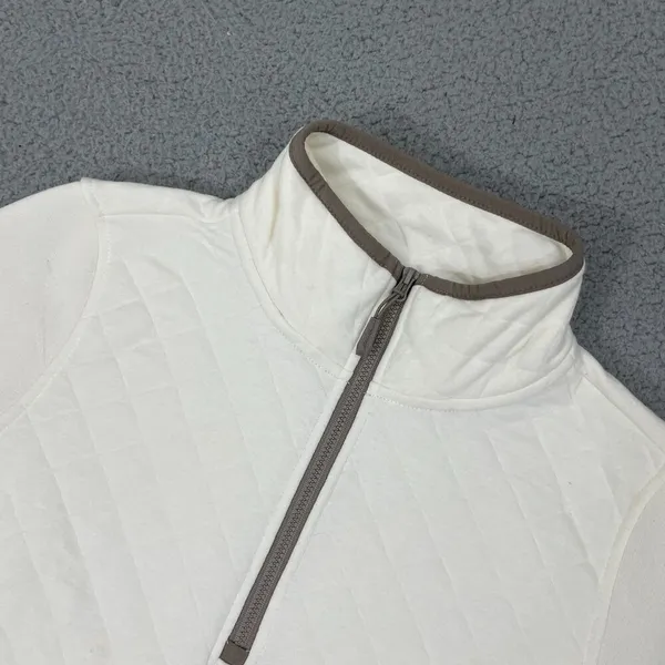 Eddie Bauer Bay Laurel 1/4 Zip Women S‎ Coconut Milk Fleece Quilt Pullover NWT - Image 4