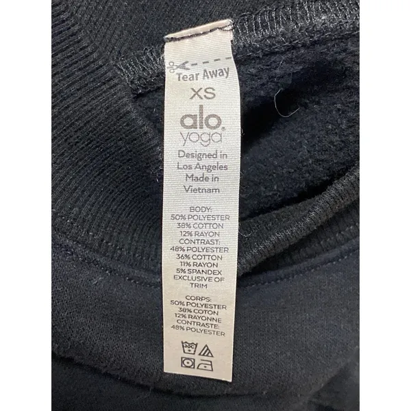 Alo Yoga Hazy Black Fleece Mock Neck Long Sleeve Sweater Sweatshirt Top Size XS - Image 5
