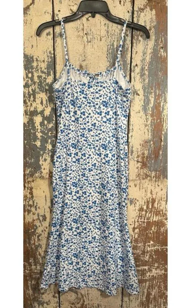 Blue and White Floral Summer Dress size Small - Image 3