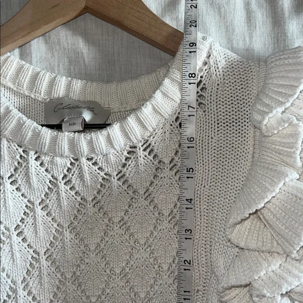 Cleobella Hedda Short Sleeve Sweater Knit Ruffle XS Organic Cotton - Image 7