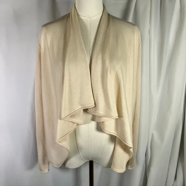 Ralph Lauren Womens‎ Drape Open Front Cardigan Sweater Knitwear Cream Luxury - Image 12