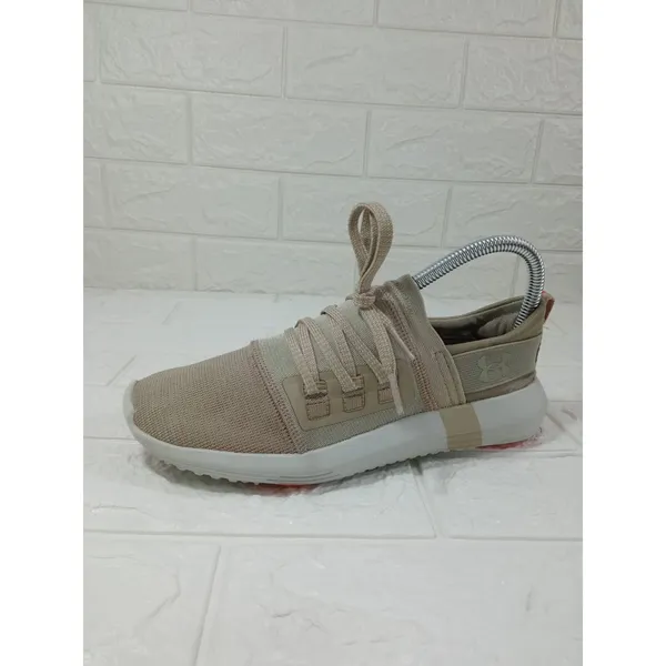 Under Armour UA Womens Vibe Elastic Slip On Lace Up Sneakers Beige Size 7 - Image 2