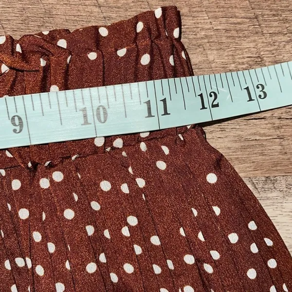 Exlura Women's High Waist Elastic Polka Dot Pleated Midi Tiered Skirt Brown Sma - Image 7