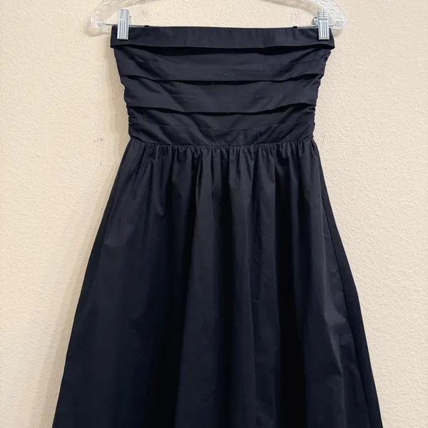 WAYF Olivia Midi Dress Women‎ XS Black Pleated Convertible Strapless Cotton -NEW - Image 5
