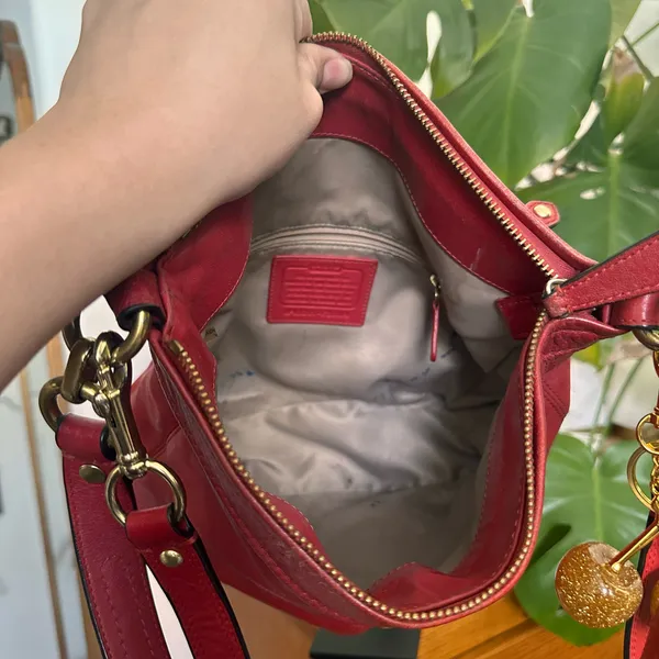 Red Coach Crossbody Bag Leather - Image 10
