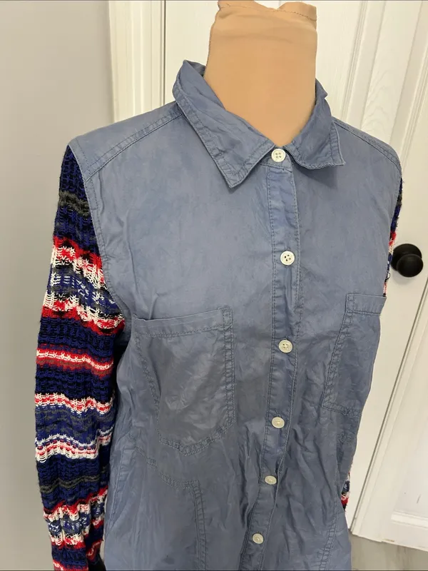 We The Free Fair Isle Sleeve Chambray Button Down Shirt - Image 6