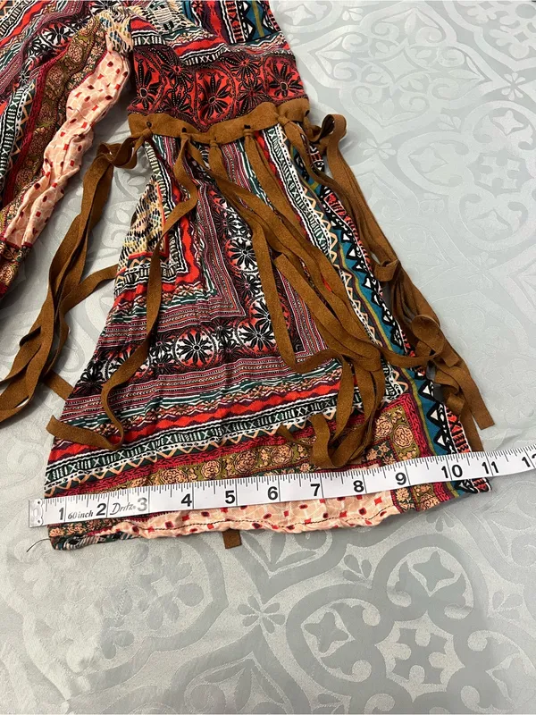 Uncle Frank by Anthropologie Geometric Embroidered dress with Red&Teal Accentst - Image 10