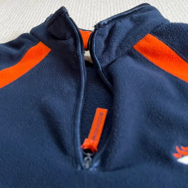 NFL Team Apparel Denver Broncos Pullover Fleece Sweater Womens Large Quarter Zip - Image 5