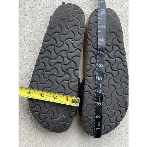 ⁠Birkenstock Madrid Black Metallic Python Snake Sandals Sz 38 Gold Buckle - Image 7