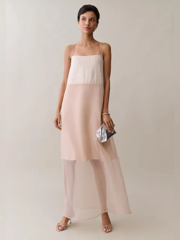 NWT Few Moda Lumen Dress size Small S champagne sequin maxi - Image 3