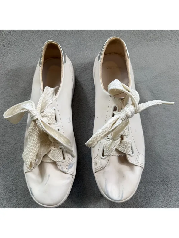 Bershka Women’s White Silver Platform Sneakers Chunky Lace Up EU 37 US 6.5 - Image 8