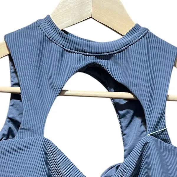 Frankies Bikinis NWT Gray Ronnie‎ Ribbed Neck Tie Top Size Small - Image 6
