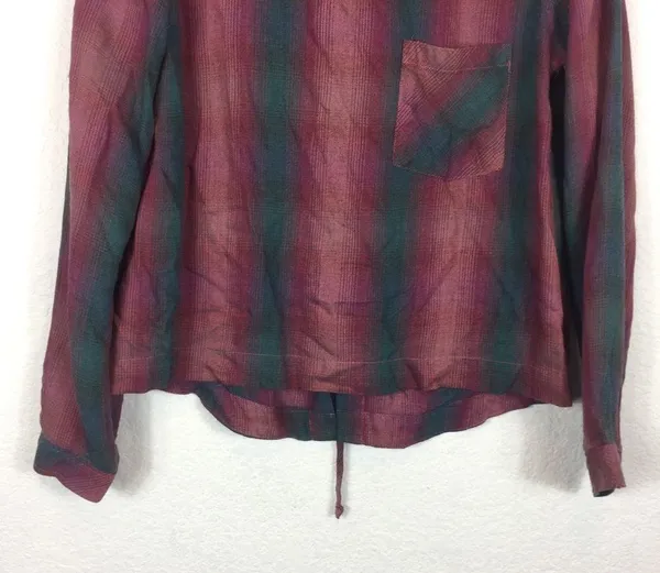 Anthropologie Cloth & Stone Plaid Lace Up Back Top - Image 5