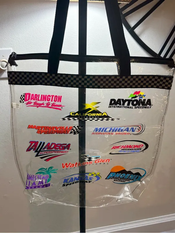 Clear Graphic Logo Tote Bag with Black Trim White - Image 6