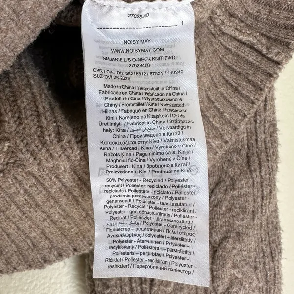 NOISY MAY Cable Knit Sweater Brown Medium - Image 5