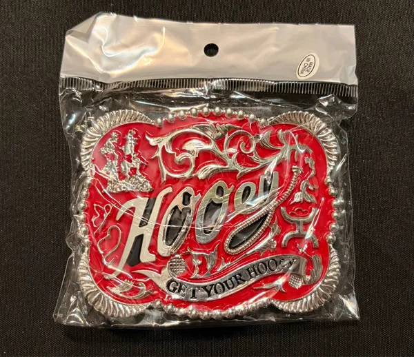 Western 4x3 Hooey Red Silver Cowboy Belt Buckle for 2'' Belt Hebilla Vaquero Unisex I have a couple of these, so let me know if you want to make a deal for more than 1. - Image 2