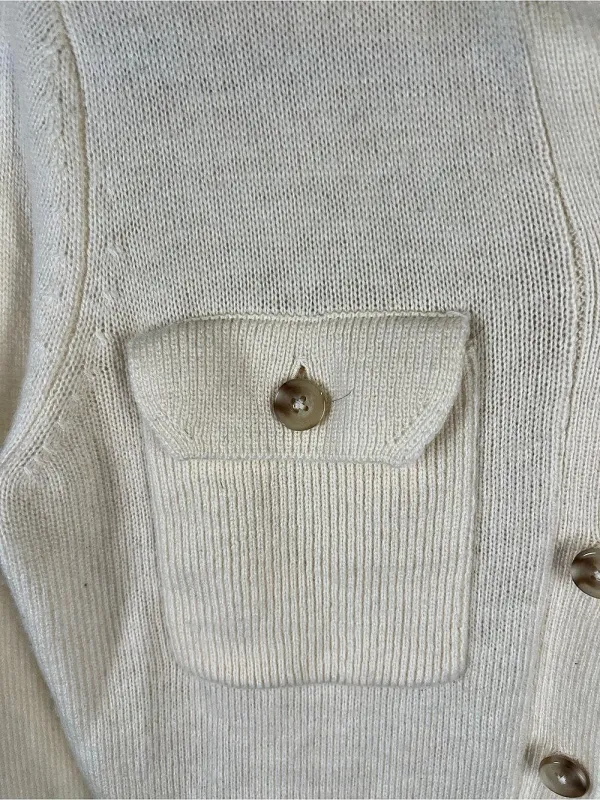 Spartina 449 Knit Polo Cardigan Seawool Cashmere Blend Cream Size S - Image 6