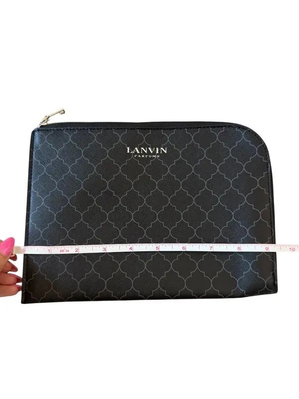 LANVIN Black Patterned Zip Cosmetic Makeup Pouch - Image 6