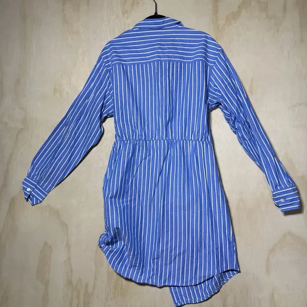 Steve Madden Shirt Dress Womens Medium Blue Stripe Tie Front Button Up NWT $79 - Image 8