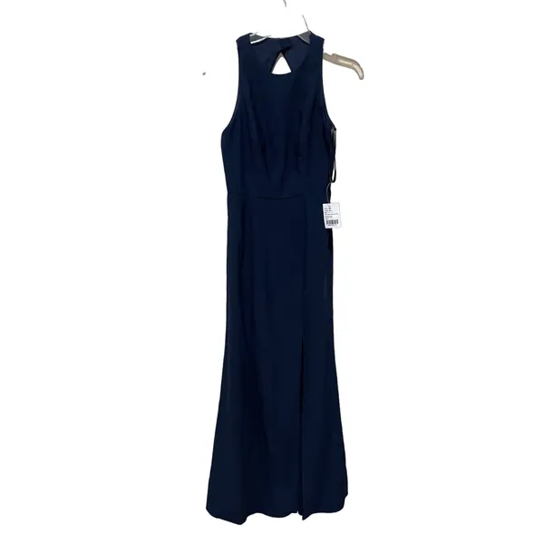 Dessy Collection Diamond Cutout Back Trumpet Gown‎ with Front Slit 3029 Size 4 - Image 3