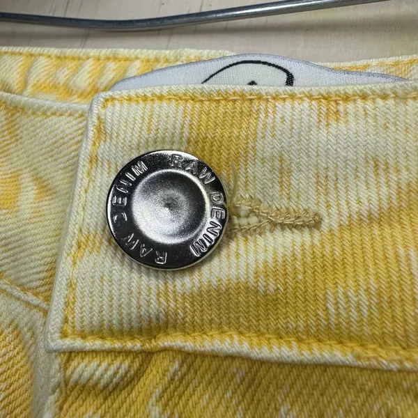 Yellow Pearl-Studded Denim‎ Jeans – Women’s Size L. NWT - Image 4