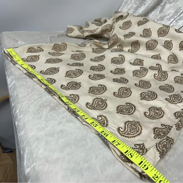 Paisley Cream l/xl wide flare leg pants resort wear elastic waist drawstring - Image 11