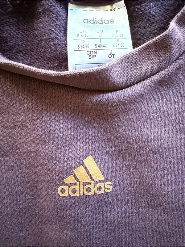 Adidas Purple Crewneck Sweatshirt Small Minimal Logo Athleisure - Image 3