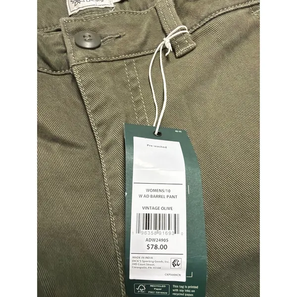Alpine Design Womens Barrel Pant Vintage Olive High Rise 10 Relaxed Cropped - Image 4