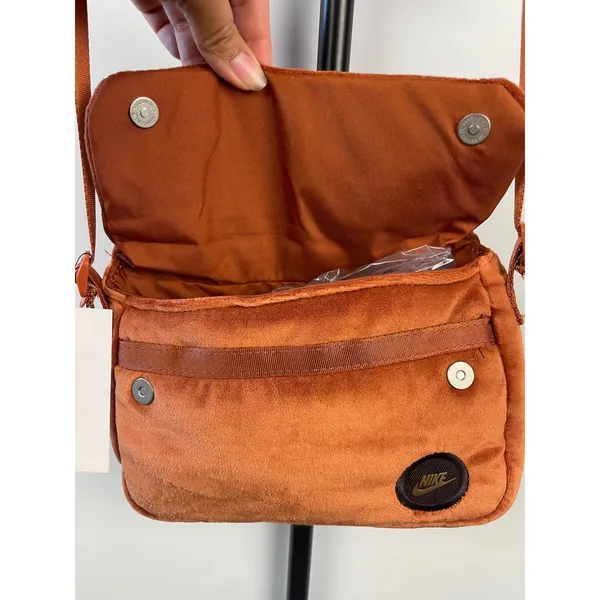 Nike Sportswear Futura 365 Crossbody Bag Burnt Orange Velvet Velour Sporty Purse - Image 3