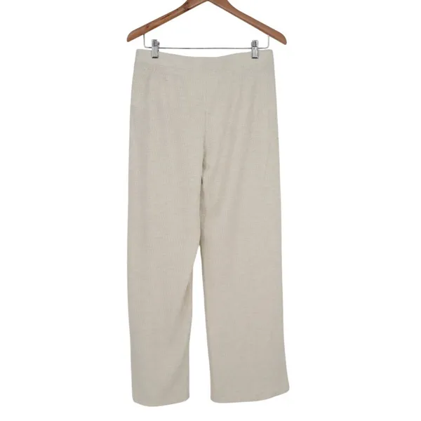 Gap Slouchy Wide Leg Lounge Pants Womens Medium Beige High Waisted Waffle Knit - Image 5