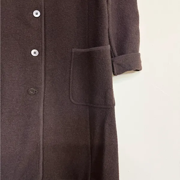 Casual Corner Women’s Black 100% Wool Long Pea Coat Vintage Classic Size Medium - Image 4