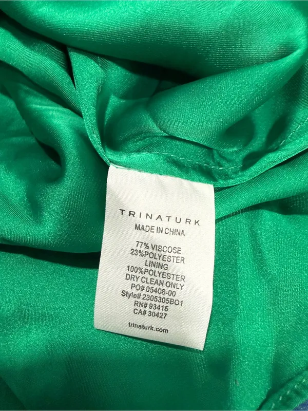 Trina Turk Blue Green Geometric Print Midi Dress Size 6 Resort Coastal Vacation - Image 7