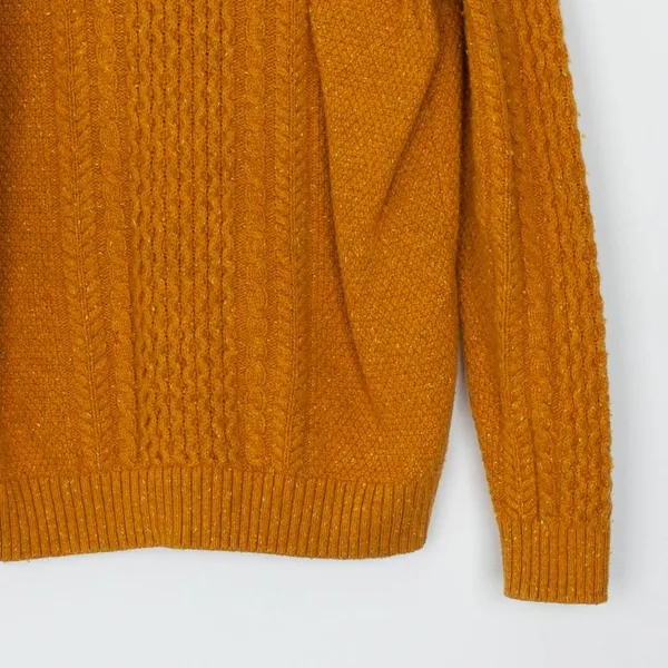 Old Navy Womens Wool Blend Cable Knit Crewneck Pullover Sweater Size M Gold Cozy - Image 3
