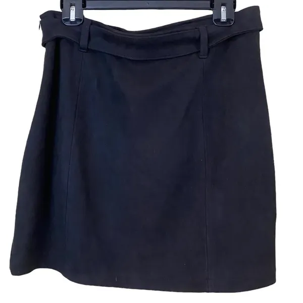 Haute Monde Faux Suede Dark Brown Belted Mini Skirt - Size XL - Image 4