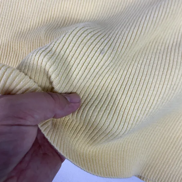 LL‎ Bean Sweater Womens XL Yellow Ribbed Knit V Neck Long Sleeve Cotton Pullover - Image 6