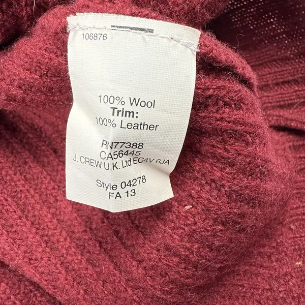 J. Crew‎ 100% Wool Sweater Women's Size Large Leather Patches Relaxed Fit Knit - Image 4