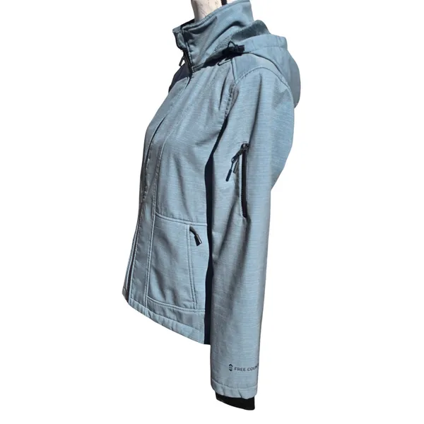 Free Country Womens‎ Softshell Jacket Olive Green Faux Fur Lined Hooded Small - Image 4