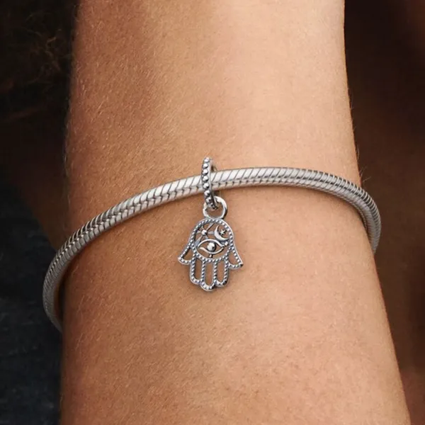 Pandora Silver Hamsa Hand Charm Necklace - Image 4