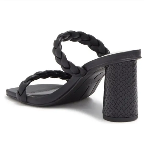 DOLCE VITA Paily Braided Slide-on Mule Sandal Heels Sz 6 Black Vaca Party - Image 3
