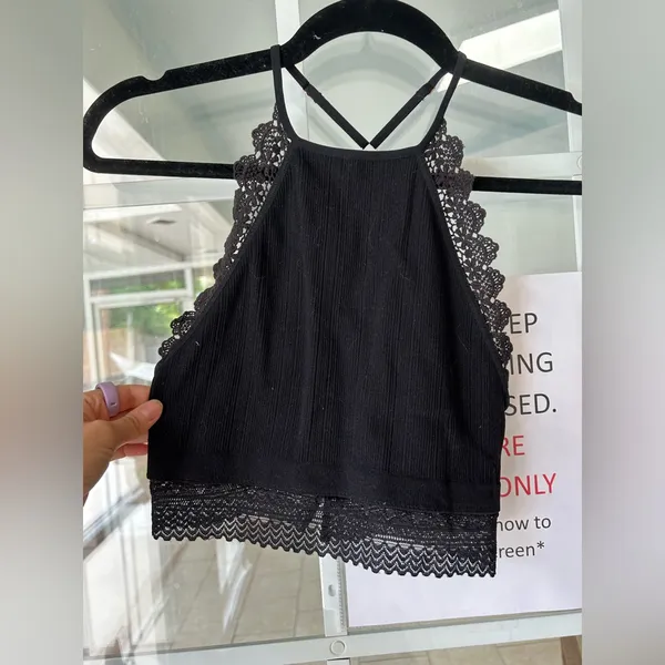 New with tags- Black high neck crochet lace bralette crop top - Image 5