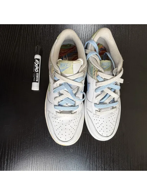 Size US 7.5 Y3 NIKE DUNK LOW White/Pistachio-Ice Blue Women's - Image 3