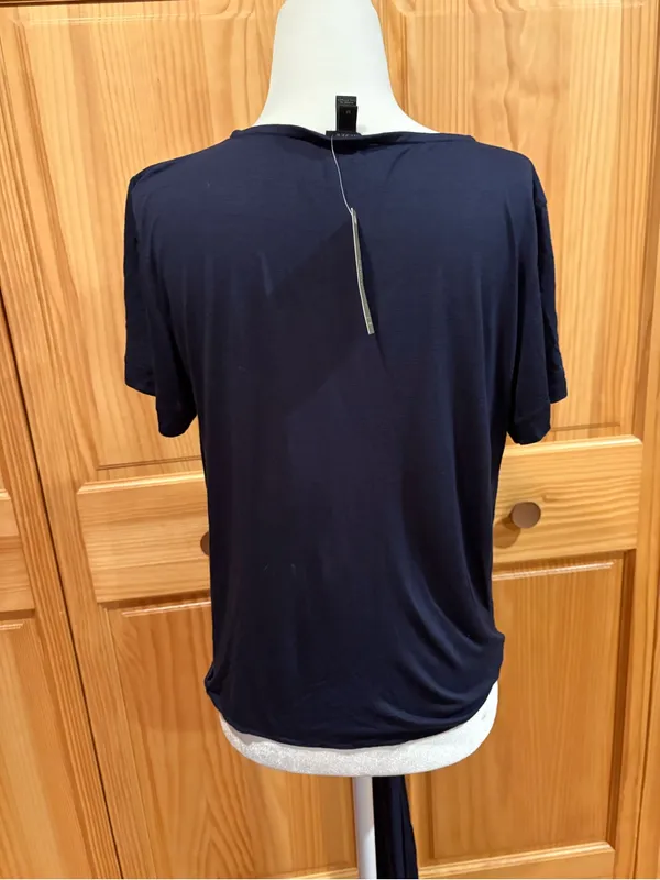 J.Crew short-sleeve tie-front knit top navy style G5714 size M NWT - Image 3