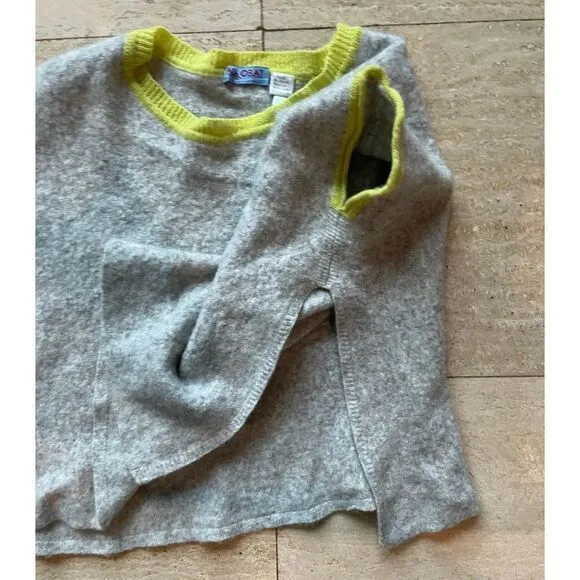Acrobat Luxury Wool Blend Cropped Sweater‎ with Neon Yellow Trim XS/S - Image 6