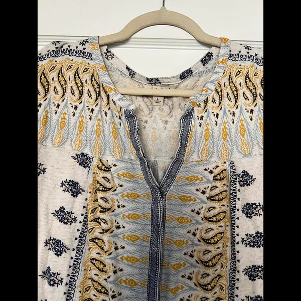 Lucky Brand Chic Boho-Style Printed Top size Large - Image 2