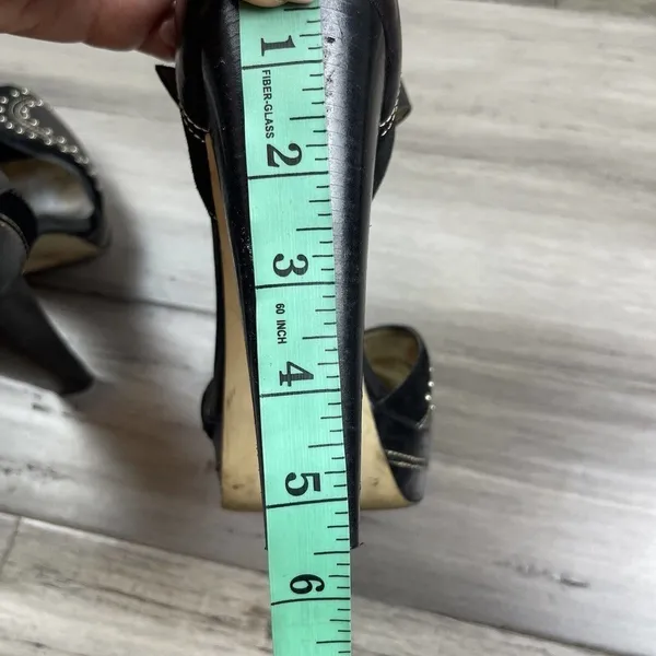 Michael Kors Astor Quarter Strap Heels Women's Black Silver Studs 9 - Image 7