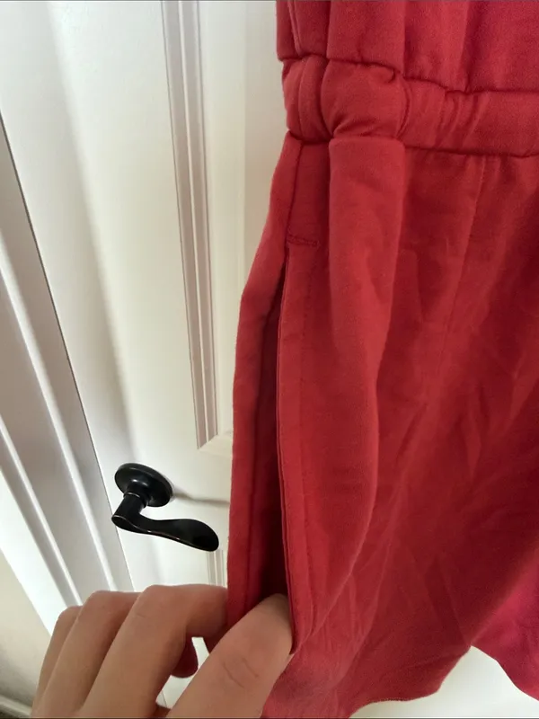 Casual V-Neck Red Drawstring Waist Dress - Image 2
