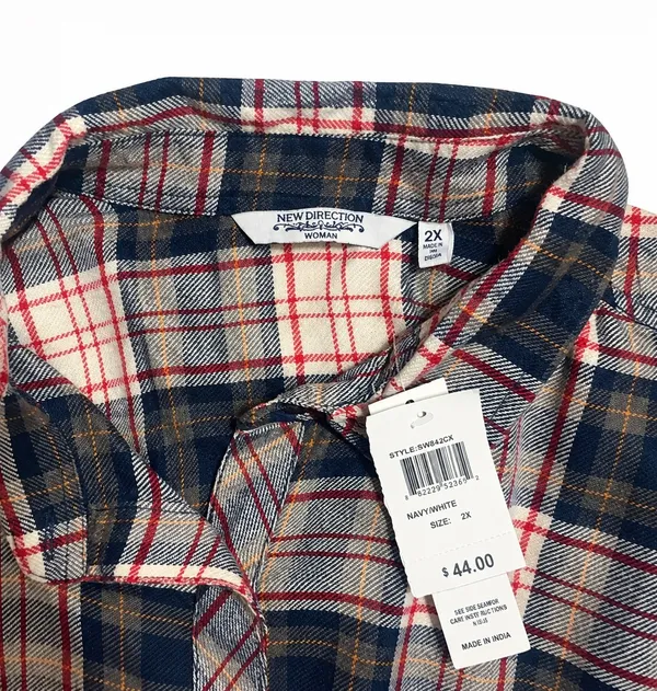 New Direction Plaid Flannel Shirt 2X NWT - Image 3