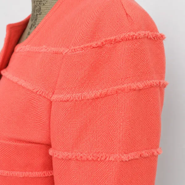 J. Crew Cropped Coral Frayed Tiered Blazer Sz. 2 Prep Business Casual - Image 8