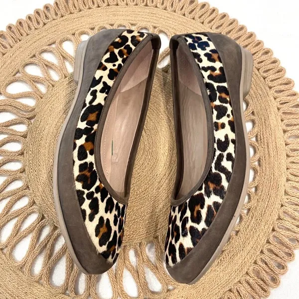 Ecco Felicia Loafers Size EU 36 Brown Leopard Flats Calfhair Animal Print - Image 4