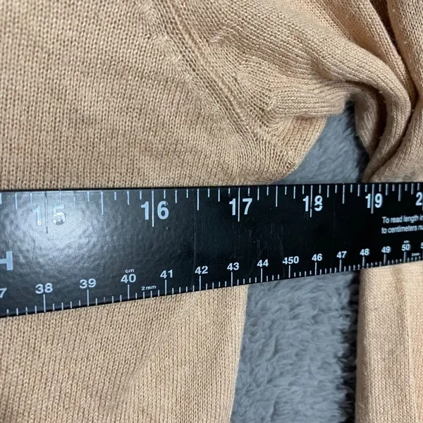 H&M Cardigan‎ Women 34 Peach Tan Longline Button Front V-Neck Knit Pockets - Image 2